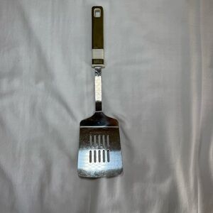 Vintage Stainless Steel Slotted Spatula Green handle